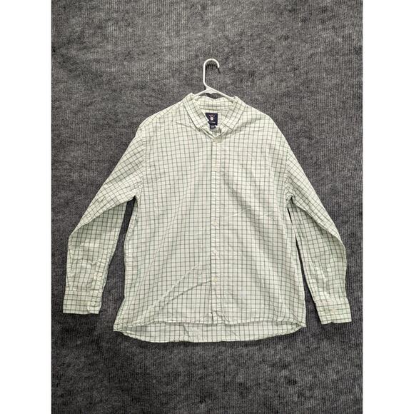 Ivy Crew Green White Windowpane Long Sleeve Cotton Button Down Shirt Mens XL - Picture 1 of 8